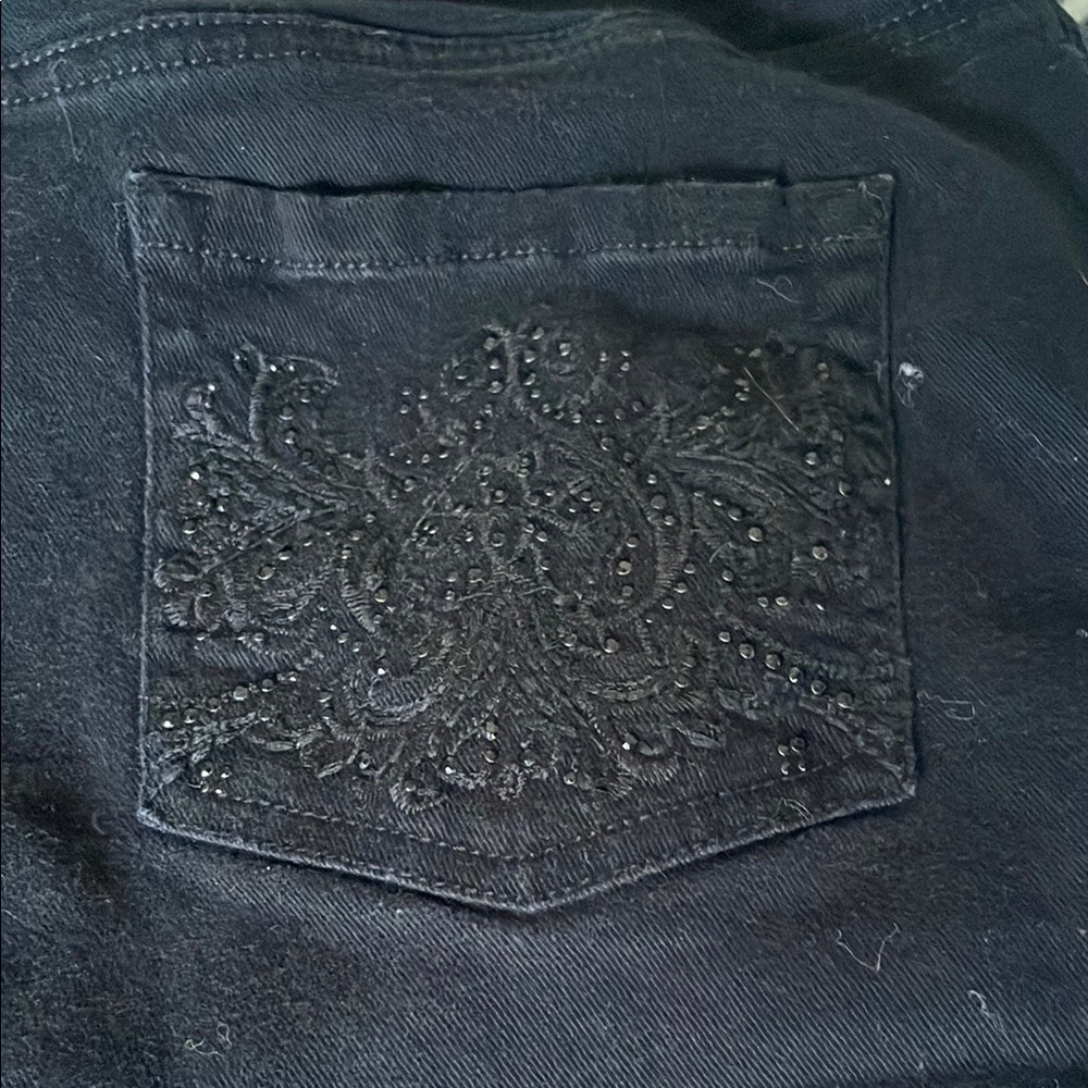 Black Embroidered jorts:D